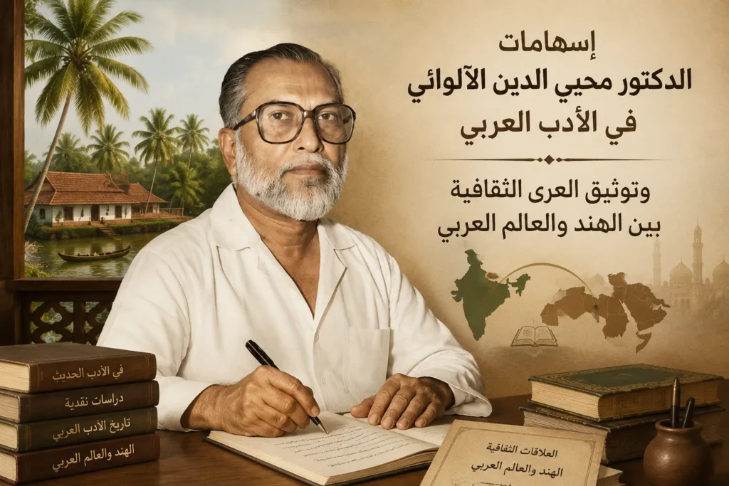 إسهامات الدكتور محيي الدين الآلوائي في الأدب العربي وتوثيق العلاقات الثقافية بين الهند والعالم العربي، صورة تعبر عن مسيرته العلمية وجهوده في خدمة اللغة العربية في الهند