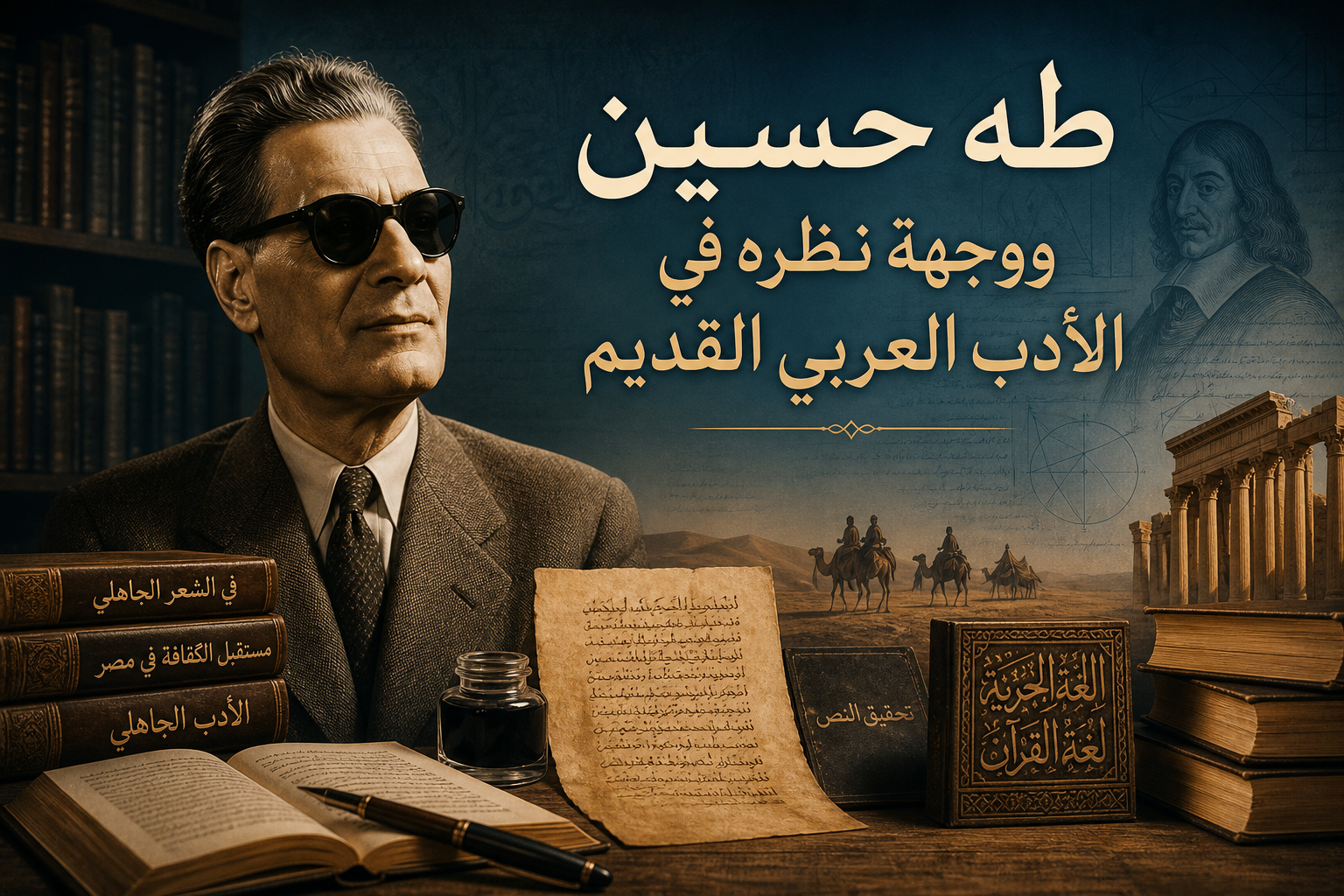 صورة توضيحية لطه حسين ووجهة نظره في الأدب العربي القديم صورة عن طه حسين ووجهة نظره في الأدب العربي القديم