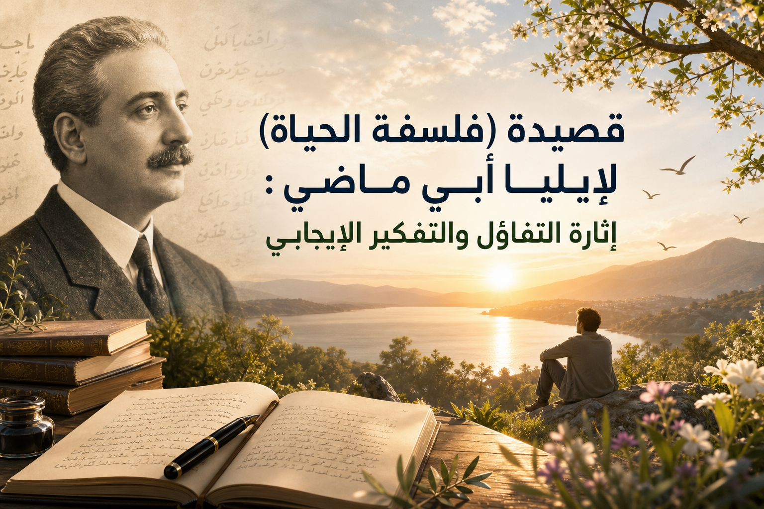 صورة توضيحية لقصيدة (فلسفة الحياة) لإيليا أبي ماضي : إثارة التفاؤل والتفكير الإيجابي صورة عن قصيدة (فلسفة الحياة) لإيليا أبي ماضي : إثارة التفاؤل والتفكير الإيجابي